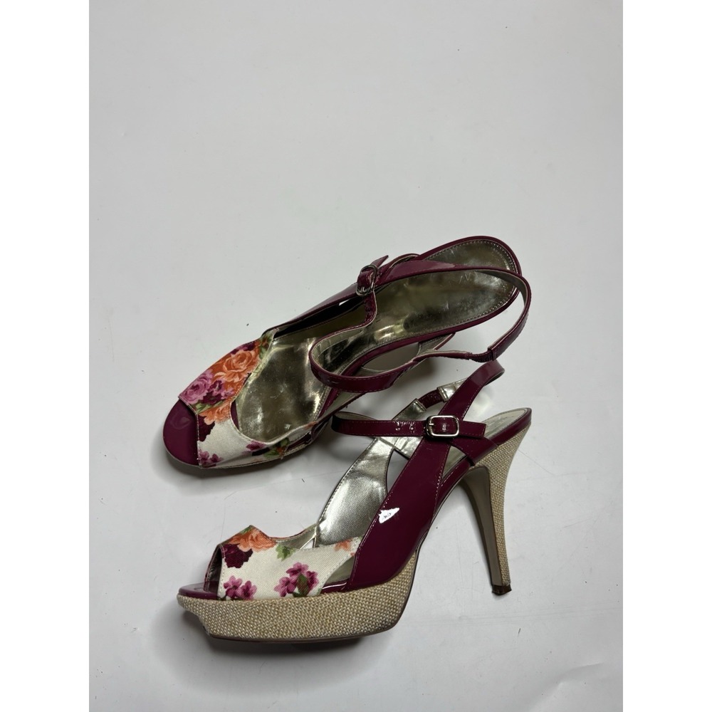 Marc Fisher Doritta Floral Pink Pump Slingback Peep Toe Heel Womens 10M Tropical